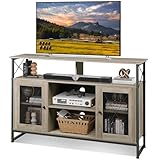 WLIVE Cabinet TV Schrank für Fernseher bis zu 55 Zoll, 128 × 36 × 82 cm Hoch TV Borad Fernsehschrank mit Verstellbaren Ablagen, Fernsehtisch mit Zwei Schränken, TV Tisch für Wohnzimmer