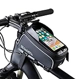 GADISTA® France, wasserdichte Fahrradrahmentasche für Touchscreen-Handys mit oder ohne Fingerabdruckleser (für Handys bis zu 6,5 Zoll) wasserdichte Handyhalterung fürs Fahrrad. Mit 4 Klettbändern