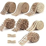 VGOODALL Juteband, 7 Rolle Vintage Natürliche Sackleinen Hessische Band für Handwerk DIY Scrapbooking Hochzeit Hausdeko