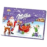 Milka Adventskalender 1 x 200g I Adventskalender mit Schokolade I Weihnachtskalender I Schoko Adventskalender I Schokolade aus 100% Alpenmilch mit Milchcrémefüllung I Zufälliges Design