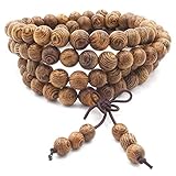 Thajaling 108 Gebetskette Mala Armband, Naturholz tibetisch-buddhistischen Buddha Meditation Halskette Mala Armband