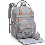 WELAVILA Baby Wickeltasche/Rucksack, Unisex Wickelrucksack Babytasche mit Wickelauflage, Isoliertaschen & Schnullerhalter, Große Multifunktions-Reiserucksack für Mama & Papa (Grau)