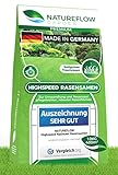 Rasensamen schnellkeimend 10kg - TEST SEHR GUT - Schnell wachsender Rasen Made in Germany - Premium Grassamen schnellkeimend - Rasensaat für sattgrünen, unkrautfreien Traumrasen - Rasensamen 10kg