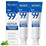 2PCS 9.9% Hydroxylapatit Zahnpasta zur Reparatur Zahnschmelzes und Stärkung Zähne, Nano Hydroxylapatit Remineralisierung Zahnpasta, Fluoridfreie, aufhellende Zahncreme für empfindliche Zähne, Minze