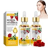 Cinsersr 2 Flasche Vitamin E Öl Rosenöl Hagebuttenöl Vitamin E Tropfen Vitamin E Oil Beruhigt Die Haut, Lässt Feine Linien Verblassen Geeignet für Gesicht Haut Haare und Körper (60ml).