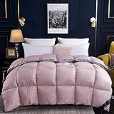 baystarxu Winter-Bettdecke, weiße Gänsefedern, 100 % Baumwolle, Anti-Staubmilben- und daunendicht, Stoff, Anti-Allergen-Box-Konstruktion, waschbar zu Hause (rosa 180 x 220 cm, 3 kg)