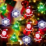Jiahuade 2M 20LED Lichterkette Weihnachten,Weihnachtsmann Lichterkette,Weihnachtsdeko Lichtervorhang,Lichterkette Innen Weihnachten,Lichterketten Fenster Innen für Garten Hochzeit