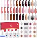 Lavender Violets Dip Pulver 20 Pcs Dipping Powder System French Nagel Starter Kit weiß rosa gold Splitter Acryl Puder Nail Farbe für Maniküre Nail Art mit Base & Top Coat, Aktivator Brush Saver M960