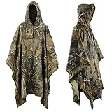 Infreecs Regenponcho Wasserdichter, Camouflage Regen Poncho Wiederverwendbar Regenjacken Regencape, Atmungsaktiver Tarnanzug Regenmantel mit Kapuze, für Picknick Jagd Camping Wandern