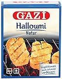 Gazi Halloumi Natur - 4x 250g - Pfannenkäse Pfanne Grillkäse Grill Ofenkäse Halloumikäse Ofen 43% Fett verfeinert mit Minze Schnittkäse Käse mikrobielles Lab Halal vegetarisch glutenfrei