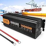 Reiner Sinus Wechselrichter Spannungswandler DC 12V/24V/48V Auf AC 220V 230V Konverter mit 2 Steckdose + Duale Digitalanzeige + USB-Anschluss,für RV,LKW,Boot,Camping,Haushalt,15000W-24V