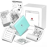 Phomemo M02 Taschendrucker Mini Bluetooth Thermodrucker Tragbarer Fotodrucker mit wiederaufladbarem Akku und USB-Kabel, kompatibel mit Android & IOS, für Journal, Studie, DIY-Malerei, Grün