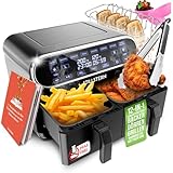 Stillstern Heißluftfritteuse Dual Zone 8L [2x 4L] mit Gleiches-Ende & Shake Funktion, 120 Rezepte [DEUTSCH], 8 Programme, Dörren, Auftauen&Warmhalten, Heissluftfritteuse Air Fryer XXL ohne Öl