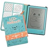 TapirElla Malbuch Kinder LCD, Zeichentafel digital, 30 Vorlagen Tiere, Maltafel ab 3 bunt, kindlich, Spielzeug, Geschenke für 3-8 Jährige Mädchen und Jungen,15,5cm Bildschirmdiagonale