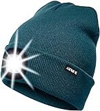ATNKE LED Beleuchtete Mütze,Wiederaufladbare USB Laufmütze mit Licht Extrem Heller 4 LED Lampe Winter Warme Stirnlampe für Herren und Damen Geschenke/Olivgrün