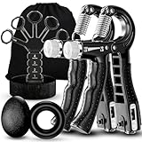 ALMAH Handtrainer Trainingsset(5er-Pack), Fingertrainer Griffkraft Trainer Set, 2 Einstellbarer Widerstand Unterarmtrainer, Fingerstrecker, Trainingsring & Stressabbau-Griffball mit Tragetasche