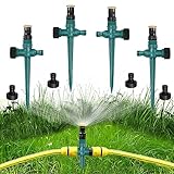 4 Stück Rasensprenger 360° Drehbarer Gartensprenger Garten Sprinkler, Garten-Rasensprenger,Wassersprenger Einstellbar Automatische Bewässerungssystem (Grün)