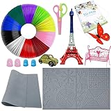 LBING 3D Stiftvorlage 3D Stift Filament PLA 3D Druck Stift Zeichenwerkzeug Silikon Matte Schablone 10 Farben jede Farbe 5 Meter mit Finger Protektoren und Schere für 3D drucker stift (10 Farben)