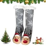 DTYGUIXE Kuschelsocken, Warme Stoppersocken, Winter Thermosocken, Weihnachten Antirutschsocken, Damen Haussocken, Lustige Bodensocken, Lustige Socken, Flauschige Weihnachtssocken für Herren, Damen