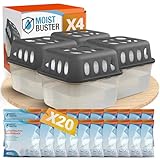 MoistBuster® 4x Luftentfeuchter ohne Strom + 20 x 400g Luftenfeuchter Nachfüllpack - Raumentfeuchter bis 40m² für Keller, Bad uvm. - Entfeuchter und Luftentfeuchter Granulat Set - Schutz vor Schimmel