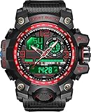findtime Militär Große Armbanduhr Herren Uhren Analog Digitaluhr 5 ATM wasserdichte Outdoor Taktische Sportuhr mit Wecker Datum 12/24H LED Stoppuhr für Männer Jungen Silikonband