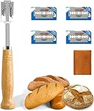 PIQIUQIU Bäckermesser Baguettemesser Teigmesser Brotmesser mit 5pcs Rasierklinge Ritzmesser zum Einschneiden von Baguette Brot oder Brötch