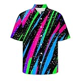 Hemd Herren Slim Fit Kurzarm - Bunten Bedruckte Hemd Knöpfbares Karneval Hawaiihemd Outdoor Warm Stylisch Oberteil Disco Party Style 90S 80S Outfits Mehrfarbig 6XL