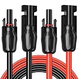 Solarkabel 4mm², Solarkabel Verlängerung 2M, Solarkabel Verlängerungskabel,Photovoltaik Solarkabel Solarstecker IP67 Wasserdichter Stecker 12AWG Solarpanel Adapterkabel (4mm²2M)