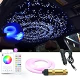 Sternenhimmel Glasfaser Licht für Auto,Bluetooth App Gesteuertes Star Deckenleuchten Kit mit RF Fernbedienung,RGBW Fiber Optic Lights mit 160pcs,2m,0,75mm Glasfaserkabel für Zuhause/Auto