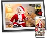 FRAMEO Digitaler Bilderrahmen WLAN 10,1 Zoll - 1280x800 IPS Touchscreen Digitale Bilderrahmen, 32GB Speicher, Auto Rotation Elektronischer Fotorahmen, Teilen Sie Fotos/Videos Sofort (Schwarzweiß)