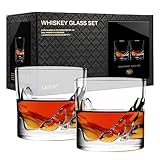 LIITON Exklusiv Whisky Gläser Set Grand Canyon 2-teilig aus Kristallglas, Tumblergläser, Geschenke für Männer für Cocktails, Gin, Bourbon, Rum, Trinkgläser Geschenkset