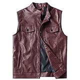 Mymyguoe Kunstleder Lederweste Herren Motorradweste Bikerweste Mit Knöpfen Steampunk Kutte Pu Leder Motorrad Clubweste Slim Fit Herrenweste Ärmellose Lederjacke Clubwear Kunstlederweste