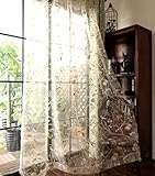 pureaqu Vögel Blumen Vorhang Panels Tülle Top Vorhänge Wohnzimmer energieeffizient Landhaus Vintage Schlafzimmer Drapes Esszimmer Küche 1 Panel W39 x H84 Inch Sheer 11