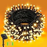Dalugo Solar Lichterkette Aussen 5M 50 LED Warmweiß Lichterkette Außen Solar 8 Modi IP65 Wasserdicht Solarlichterkette Außen Wetterfest für Garten, Hof, Terrasse, Hochzeit Party Dekorationen