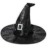 Aomig Hexenhut, Schwarz hexenhüte Kostüm Zubehör, Zauberer Hut deko Kostüm Cosplay für Halloween Party Gastgeschenke Festival Verkleidung