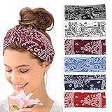 Haarbänder Damen Breite Elastische Weiche 6 Pcs Sommer Boho Stirnband Print Haarschmuck Yoga Sport Haarband Mehrfarbig Dünn Stirnbänder