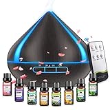 500 ML Diffuser Für Ätherische Öle Mit 8 Ölen, Aromatherapie-Diffuser Mit Fernbedienung, 4 Timer, Automatische Wasserlose Abschaltung Für Großer Raum Schwarz