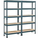 Yaheetech 5 Böden Eckregale, Lagerregale Metall, Schwerlastregale 1500 KG belastbar, Kellerregal, Steckregal, Regalsystem, 140 x 30 x 150 cm/Neptune Blau