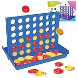 ZUNIPLEX 4 Gewinnt Groß,Vier Gewinnt Reisespiel,Lernspielzeug für Kinder,Strategiespiel für Kinder ab 3 4 5 6 7 8,Jedes runde Stück hat einen Durchmesser von 3 cm（Groß）