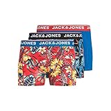 JACK & JONES Jungen Jacazores Trunks 3 Pack Noos Jnr Boxershorts, Black/Pack:pompain Red - Blue Lolite, 164 EU