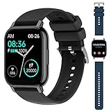 Cuteluding Smartwatch für Männer Frauen (Annehmen/Anrufe tätigen),1.85'Fitness Uhr mit Herzfrequenz Schlaf Monitor SpO2 IPX8 Wasserdicht Activity Tracker,Smartwatches für iPhone Android Phones-Schwarz