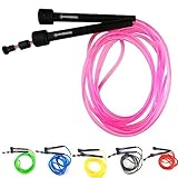 SPORTIVONETIC Springseil für Erwachsene & Kinder, Damen & Herren-für Fitness, Crossfit, Sport, Boxen und Freizeit - Verstellbare Größe - mit Einstellklammer - Speed Rope, Jump Rope, Sprungseil (Rosa)