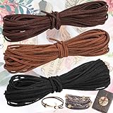Begpoee 3 Stück Leder Schnur Faux, Faux Wildleder Schnur, Lederschnur Lederband Kette, Lederband Leder Schnur Faux Faden, Leder Schnüre, 10M x 3mm, Für DIY Armband Halskette Schmuck Handwerk(3 Farben)