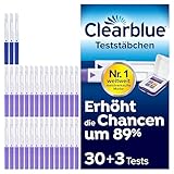Clearblue 33 Tests Kinderwunsch Fertilitätsmonitor, Zykluscomputer Nachfüllpackung, 30x Ovulationstest und 3x Schwangerschaftstest, Fruchtbarkeitstest für Frauen zur Bestimmung des Eisprung