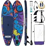 Overmont Aufblasbares SUP Board Set - Stand Up Paddle Board mit Paddleboard Zubehör - Einschließlich Verstellbares Paddel Pumpe Abnehmbarer Flosse Surfboard Leash Wasserdichter Taschenrucksack