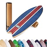 BoarderKING Indoorboard Wave - Balance Board für Indoor-Surfen und Skaten, Gleichgewichtsboard für NeuroMuscular Response Training, inkl. Schutzmatte, blau