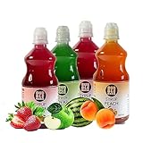 Bubble Mania Frucht Bubble Tea Sirup für Bubble Tea MIX – Erdbeere, Grüner Apfel, Pfirsich, Wassermelone | Getränke Sirup für Cocktails, Bubble Tea, Eis & Kuchen | 4 x 500 ml…