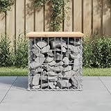 Rantry Gabionenbank Bank Sitzbank Parkbank Möbel Gabione Steinkorb Drahtkorb Gartenbank Bänke Gabionenkorb Ruhebank Gartenbank aus Gabionen 43x44x42 cm Massivholz Kiefer