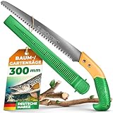 GRÜNTEK Gartensäge BARRAKUDA 300 mm, Baumsäge, Impuls gehärtete aggressive Spezial-Zahnung, Handsäge, rutschfester gummierter Griff, praktischer Halter mit Gürtelclip, Holzsäge Säge Astsäge