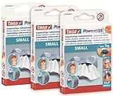 tesa Powerstrips Small im 3er Pack - Doppelseitige Klebestreifen zur Montage von Gegenständen auf glatten Oberflächen - Bis zu 1 kg Halteleistung - insgesamt 42 Powerstrips, Weiß